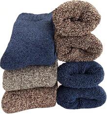 Calcetines térmicos de lana grueso de invierno merino para hombre, suaves, cálidos y cálidos(Paquete de 3/5) - Multi1-5pack-super grueso - Ver 12