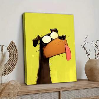 Anime-Inspired Funny Dog Canvas Print Wall Art, High-Quality Animal Poster For Home & Office Decor, Ideal Gift For Pet Lovers - 1 Piece