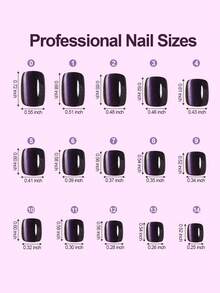 150片亚克力短方形猫眼按压式假指甲，5种时尚猫眼设计假指甲套装，适合女性和女孩，美甲沙龙可用于假指甲装饰美甲用品 - 彩色 - 查看 7