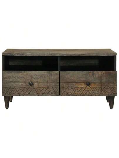 VidaXL Coffee Tafel 80x54x40 Cm Solid Mango Wood Verlichting Grijs view 3