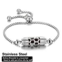Stainless Steel Aromatherapy Bracelet Diffuser Jewelry Adjustable Chain Hollow Out Flower Perfume Aroma Diffuser Bracelet For Men Women Couple Locket Bracelets - Silver - View 23