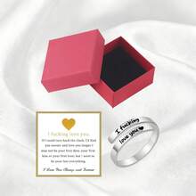 1pc Gift Box Set With Postcard, Stainless Steel Inspirational Ring, Spiral Wrap Open Ring Jewelry, Engraved "Just Breathe" Heart, "I Love You" Couple Jewelry, Letter Engraved Ring, Best Friend, Self-Worth Motivational Holiday Gift, Suitable For Women's Daily Wear