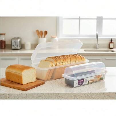 Porta Pão de Plástico Sanremo Transparente Guarda Pão de Forma ou Pão Francês