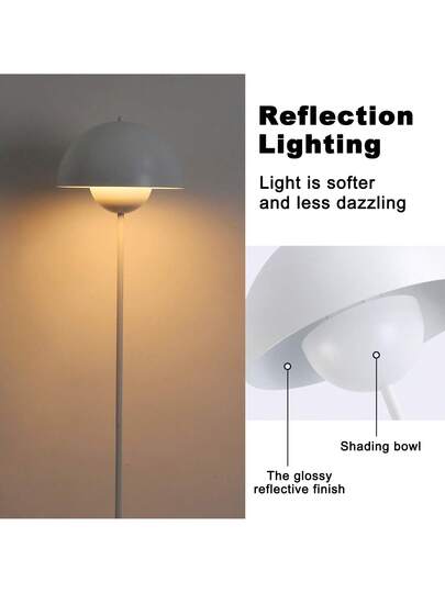 Alpinaluz Classic Wit Nordic Vloer Lamp Parabolic Shade Base, E27 Socket Living Room, Dining Bedroom view 5