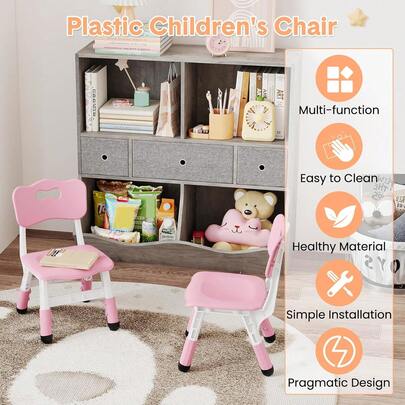 Belect 2PCS Kids Chair, Height Adjustable Toddler Chair With Backrest, Children's Desk Chairs Age 2-12 Children's Furniture For Children's Room, School, Daycare, Kindergarten