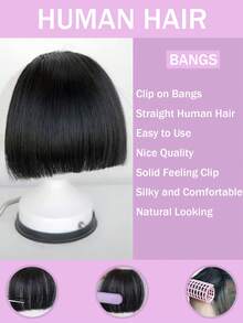 Realistic Human Hair Bangs Wig, Thick Clip-On Bangs, No Sideburns Design, Easy To Use, Suitable For Daily Wear And Theme Parties