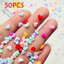 Charming Colorful Resin Heart-Shaped Nail Rhinestones - 50 Pieces, Flat Back Decorations, Suitable For Weddings And Salon Use - 50 mặt hàng - Xem 3