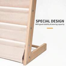 Children's Bookshelf, HDJ Four-Tier Wood And Canvas Children's Bookcase, Kids Sling Bookcase, Toddler Bookshelf For Playroom, Bedroom, Toddler Room, Nursery, Beige - 米色 - 查看 6