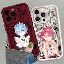 Anime Re-ZERO R-Rem R-Ram Eye Ladder Covercompatible with Apple  15 14 13 12 11 XS XR X Pro Max Plus Soft Phone Case,Covercompatible with  17 Hülle, 17 pro Hülle, 17 promax Hülle