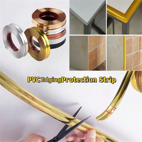 1 szt. 118,11 cala x 0,78 cala, listwa ścienna, narożniki i pasek uszczelniający - lśniący złoty PVC, łatwy w montażu, do ościeżnic drzwi, listew przypodłogowych, krawędzi stołów, listew wykończeniowych ściennych, dekoracyjnego paska ochronnego