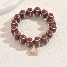 1 pieza Brazalete de cuentas de rugby con estilo deportivo retro de acrílico, a juego para parejas, adecuado para festivales, fiestas y reuniones