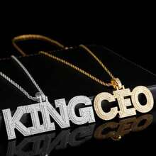 Mặt dây chuyền chữ và số kim cương 3 lớp tùy chỉnh, đá Cubic Zirconia bằng đồng, vòng cổ phong cách Hip Hop cá nhân hóa tự làm, kèm theo dây chuyền bện dài 50cm - Chữ kim cương đầy đủ - Xem 10