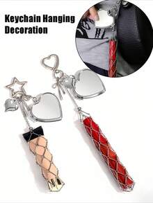 Metal Portable Lipstick/Lip Balm Holder With Mini Mirror, Fashionable Hanging Decorative Storage Rack, Compact Makeup Organizer Accessory - Multicolor - View 4