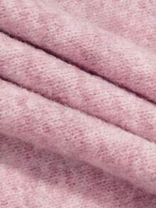 女士灰色圆领休闲针织毛衣 - 粉色 - 查看 6