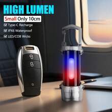 1 Stück Mini LED COB Taschenlampe USB wiederaufladbar mit Haken, tragbarer Schlüsselanhänger Licht für Outdoor Camping mit rotem und blauem Licht