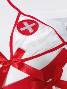 Conjunto de 3 peças de lingerie sexy para dramatização feminina, inclui uniforme de enfermeira