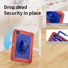 1pc Stock Case Compatible With Ipad 10th/ 9th/ 8th/ 7th/ 6th/ 5th/4th Generation 10.9/11''/ 9.7'', IPad 11(A16 2025) IPad (A16) 11 Inch 11th Generation 2025 With PET Film Galaxy Tab A8 10.5 Inch 2022 IPad Pro/Air6/Air7 11 2018/2020/2021/2022/2024/2025 IPad Mini 6 8.3 Inch IPad Mini 7 A17 Pro 8.3'' 2024Case With Pencil Holder [360° Rotating Hand Strap] - Red Blue - View 3