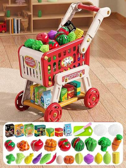 Casa De Juegos Para Niños De Gran Tamaño Simulada, Carro De Compras, Cocina, Supermercado, Juguetes De Cocina Para Niños Y Niñas, Rompecabezas, Trole De Ejercicio, Accesorios, Regalo Del Día Del Niño Y De Cumpleaños Para Niños De 3 A 8 Años