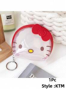 Sanrio 1 Pç Carteira Bonita Hello Kittys Kuromi Melody Cinnamoroll Transparente Portátil Moeda Fones de Ouvido Armazenamento Zero Carteira (Algumas Peças Podem Ser Aleatórias)