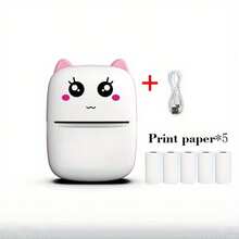 Mini Thermal Printer With A Roll Of Paper/5 Rolls Of Papers, Instant Print, Wireless, Compatible With IOS/Android, With 1200mAh Rechargeable Lithium Polymer Battery, USB Dual Power - Pink - View 11