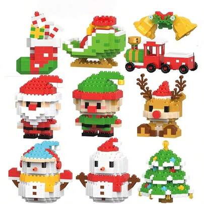 1/2/4/20 Stück Weihnachtsparty Bauklötze Set Geschenk, Weihnachtsminispielzeug süße Bausteine, Adventskalender Geschenktüten Füllungen Klassenpreise für Kinder Jungen oder Mädchen, Weihnachtsgeschenke, Geschenkbox Füllungen, Socken Füllungen