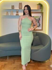 Tais Ribaninha Premium Dress With Elegant Adjustable Straps - Aqua Green - View 1