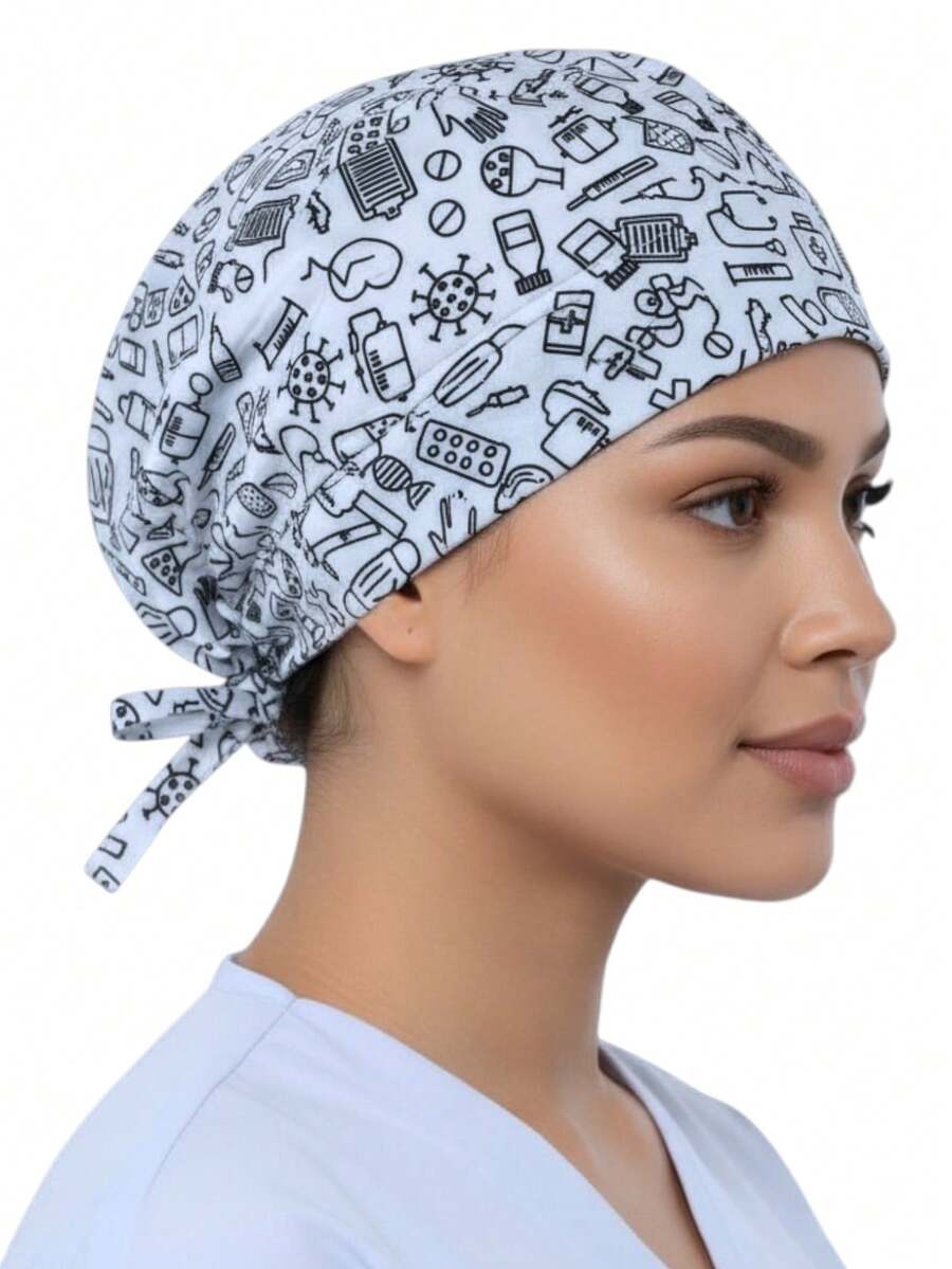 SOULMATE Gorro Médico Quirúrgico Para Dama Estampado - Iconos Médicos - Ver 1