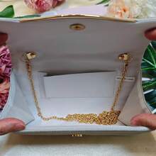 Bolso de mano con lentejuelas elegante - Correa de cadena dorada (uso cruzado/hombro), bordes con ribete metálico | Diseño fruncido, bolso de noche ligero para mujeres | 5 colores | Perfecto para bodas y bailes de graduación