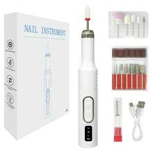 专业电动美甲打磨套装，指甲锉打磨机，指甲及足部护理套装，家用及沙龙美甲锉套装，指甲抛光工具 - 白色 - 查看 12