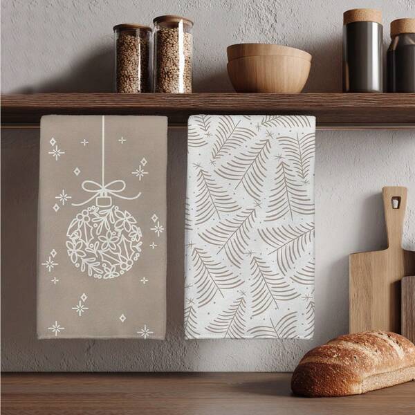 MEMNUN 2 pezzi Palline di Natale minimaliste e asciugamani da cucina con stampa di albero di Natale, 40 x 60 cm, super morbidi e assorbenti in microfibra, asciugamani da cucina, da mano, panni per piatti, decorazione per casa e cucina, adatti per ristoranti, cucine, decorazioni natalizie e regali, per tutte le stagioni