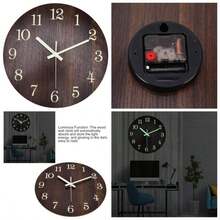 Reloj de Pared que Brilla en la Oscuridad, Reloj de Pared con Luz Nocturna, Reloj de Pared de Silencioso que No Hace Tictac, Funciona con Pilas, Reloj de Pared Moderno para - Marrón - Ver 1
