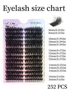 252 件奢华 80D 假睫毛,8-16 毫米混合长度,可自由组合,DD 卷曲,自然蓬松 - 3D 闪亮魅力眼,欧洲和俄罗斯猫眼风格延长,柔软舒适 - DIY 易于佩戴,适合初学者和可重复使用,适合郊游、旅行和节日派对 - 舞会,节省化妆时间,送给女朋友的理想礼物,女朋友 - 节日礼物(生日/情人节/圣诞节等),手工睫毛,天然睫毛,猫眼簇睫毛 - DD - 查看 4