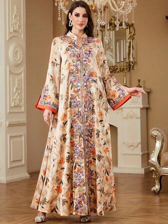 SISKAKIA Elegant Jacquard Jacquard Fabric Beaded Dress, Suitable For Festivals, Weddings, Vacations, Formal Dinners, All Seasons