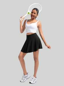 MathCat Women's High Waist Tennis Skirt, Women's Sports Skirt And Pants For Tennis And Sports - màu đen - Xem 5