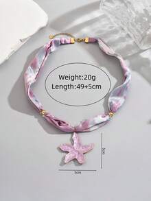 1pc Women's Colorful Stainless Steel Large Starfish Pendant Necklace, Fashion Jewelry, 18K Gold Plated, Holiday Gift, Party