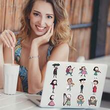 50 件卡通笨拙人物贴纸乙烯基美学贴纸剪贴簿、日记、保险杠、滑板、水瓶、卡通、安全帽、汽车贴纸和贴花 - 彩色 - 查看 6
