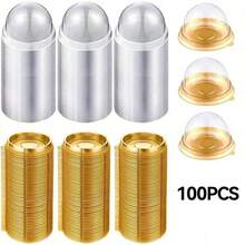 200个装,透明塑料迷你蛋糕盒(带盖),圆形纸杯蛋糕托,塑料蛋黄泡芙盒,月饼圆顶盒,烘焙包装盒,厨房烘焙工具,小型企业用品 - 彩色 - 查看 17