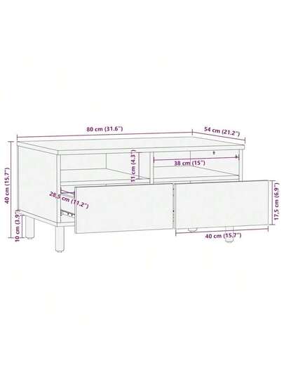 VidaXL Coffee Tafel 80x54x40 Cm Solid Rough Mango Wood Zwart view 2