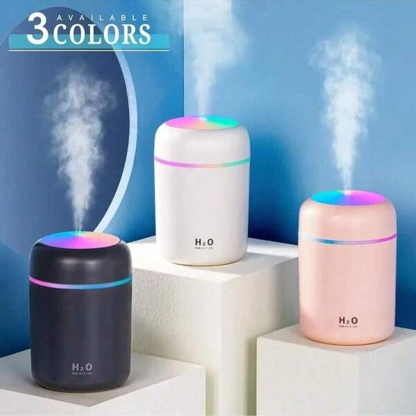 RAF Humidifier, USB Plug-In Mini Humidifier, 7-Color Light Source Humidifier, Can Be Added With Aromatherapy To Make An Aromatherapy Machine. Powered By USB, Dual Spray For Car And Home Use, Capacity 10.57oz/300ml (Without Essential Oil),Umidificador De Ar