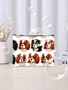 1pc Makeup Bag, Cavalier King Charles Spaniel Cute Illustration Cosmetic Bag, Zipper Closure, Fragrance-Free, Multifunctional Travel Toiletry Makeup Pouch, Suitable As Friendship Gift, Christmas, Birthday, Valentine's Day, Graduation Present For Sisters And Friends,Pouch,Makeup Pouch,Travel Essential - Multicolor - View 4