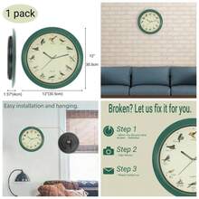 - Reloj de Pared de pjaros Cantantes, 12 Pulgadas de Nombres y Canciones de pjaros - Verde (30,5 cm) - Ver 1