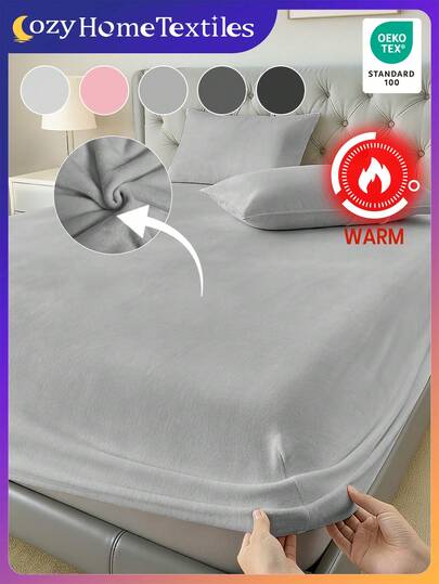 1pc Solid Color Crystal Velvet Fitted Sheet, Bedding, Fitted Sheets, Mattress Protector, Bed Cover, Bed Sheet, Cozy Home Textile, Breathable And Anti-Pilling Mattress Protector, Soft And Skin-Friendly, Multiple Colors And Sizes Available, Home Decoration, Soft And Comfortable Bedding For Bedroom