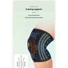 1 pieza Rodillera deportiva de talla grande, manga de rodilla con compresión de resorte y correa ajustable para senderismo, protección de la rótula - Negro - Ver 11