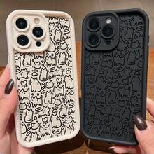 Funda de teléfono de moda [Funda de teléfono de gato] Funda de teléfono con dibujo simple de gato para Samsung Galaxy S25 S24 S23 S22 S21 S20 FE Ultra Plus 4G 5G Note 20 Pro A73 A71 A55 A54 A53 A52 A51 A34 A33 A32 A23 A14 A13 A12 A06 Diseño de cubierta de capa de protección de lente suave para chicas mujeres TPU suave a prueba de golpes más protectora y femenina - 1 pieza - Ver 2