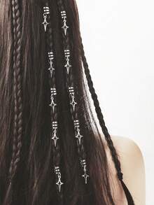 10 piezas Anillos para el cabello con colgante de estrella, accesorios de playa de verano, pinzas de metal para el cabello, estilo punk, decoraciones para el cabello de festival y fiesta para mujeres, pasadores para el cabello, barrettes