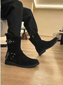 New Fashion Chelsea Boots For Men, Versatile Punk Style Side Zipper Buckle High-Top Shoesn Boots, Fashionable Men's Shoes, Comfortable Chelsea Boots For Men