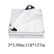 1 pieza Lona transparente resistente y resistente al agua, lona protectora transparente multiusos de 20 mil, con bordes reforzados, lona impermeable para exteriores resistente a rayos UV (Lona de malla transparente)