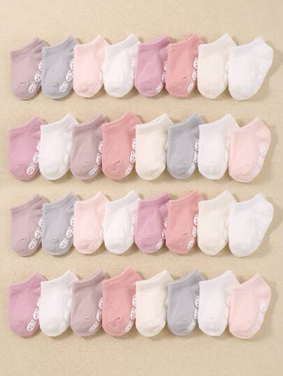 8 Stück/Set Baby Socken - süßes Bärenmuster - rutschfeste gepunktete Bodensocken, geeignet für Kleinkinder und Neugeborene für den täglichen und Feiertagsgebrauch