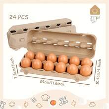 SHINDEL 24PCS Pulp Egg Cartons, 11.6Inch 2x6 Paper Egg Box With 288 Slots With Foldable Lid, 24 Label Stickers, Large Capacity Kitchen Supplies, For Farm Market, Fridge, For Easter, Camping, Birthday Party, Family Gatherings, Wedding, Kitchen - Brown - View 4