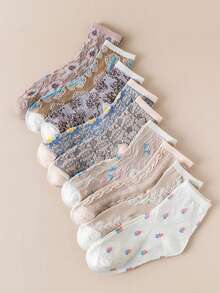 9 Pairs Vintage Artistic Textured Mid-Calf Socks, Versatile For Autumn/Winter